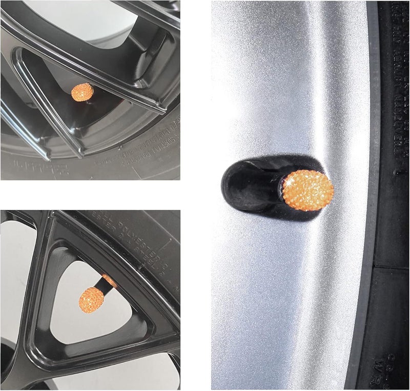 JUSTTOP 4 Pack Handmade Crystal Rhinestone Car Tire Valve Stem Caps, Car Wheel Tire Valve, Attractive Dustproof Bling Car Accessories, Universal for Cars, Trucks and Motorcycles-Orange - Image 4